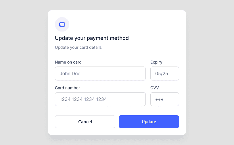 Modal - Payment info
