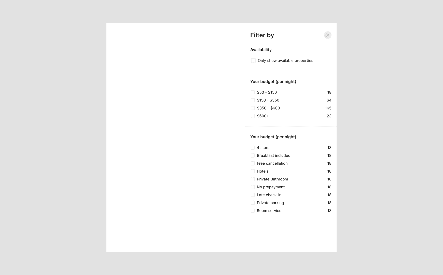 Filters Menu (Drawer)