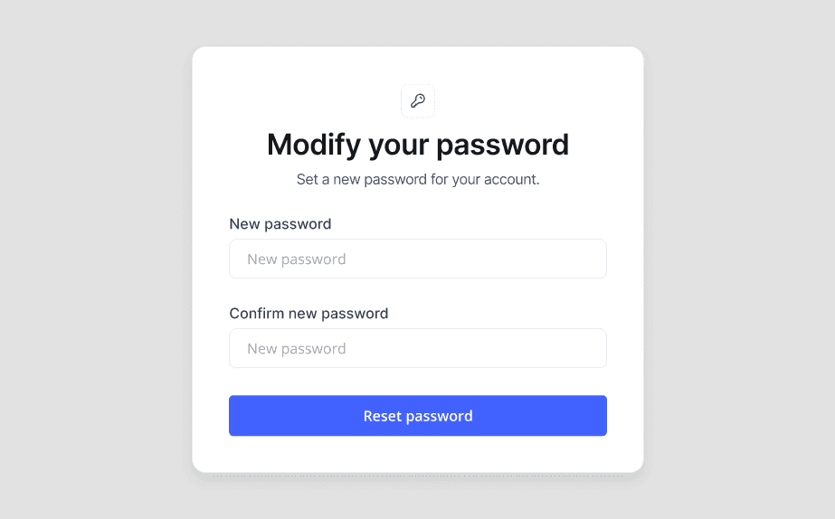 Reset password modal