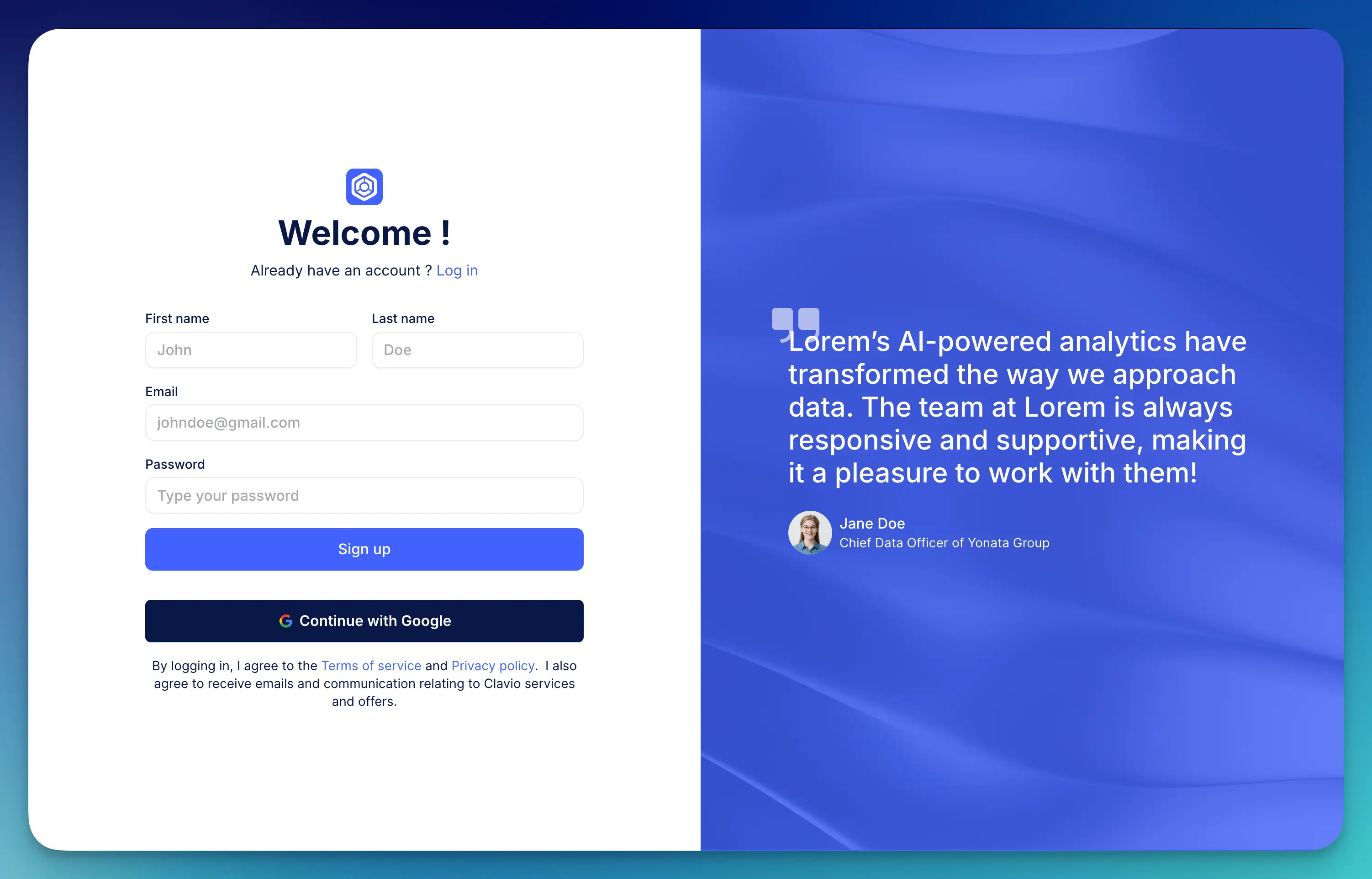 bubble.io signup page template