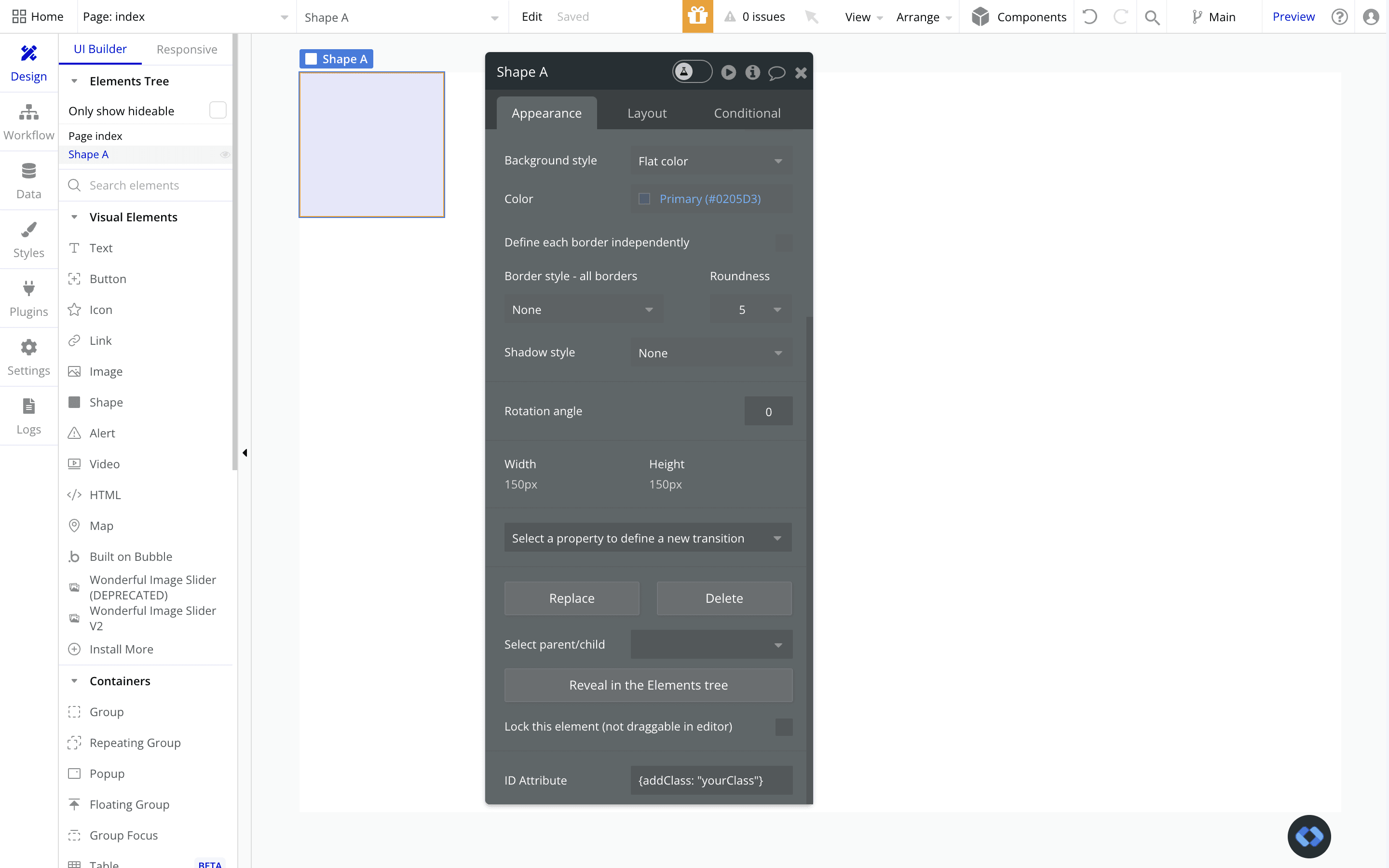 an example of the addclass command in classify to add custom css in bubble