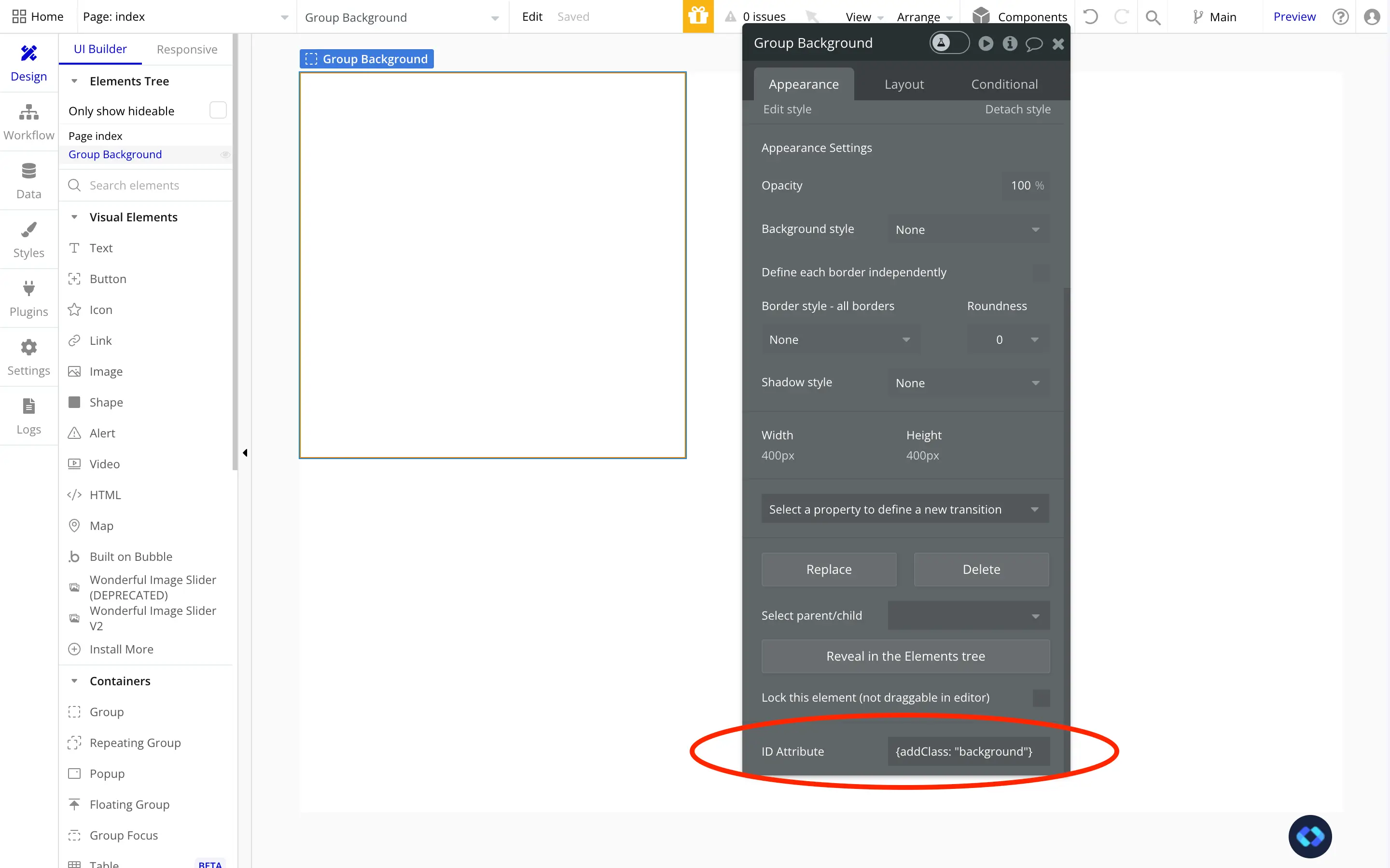 an example on how to add custom css in bubble