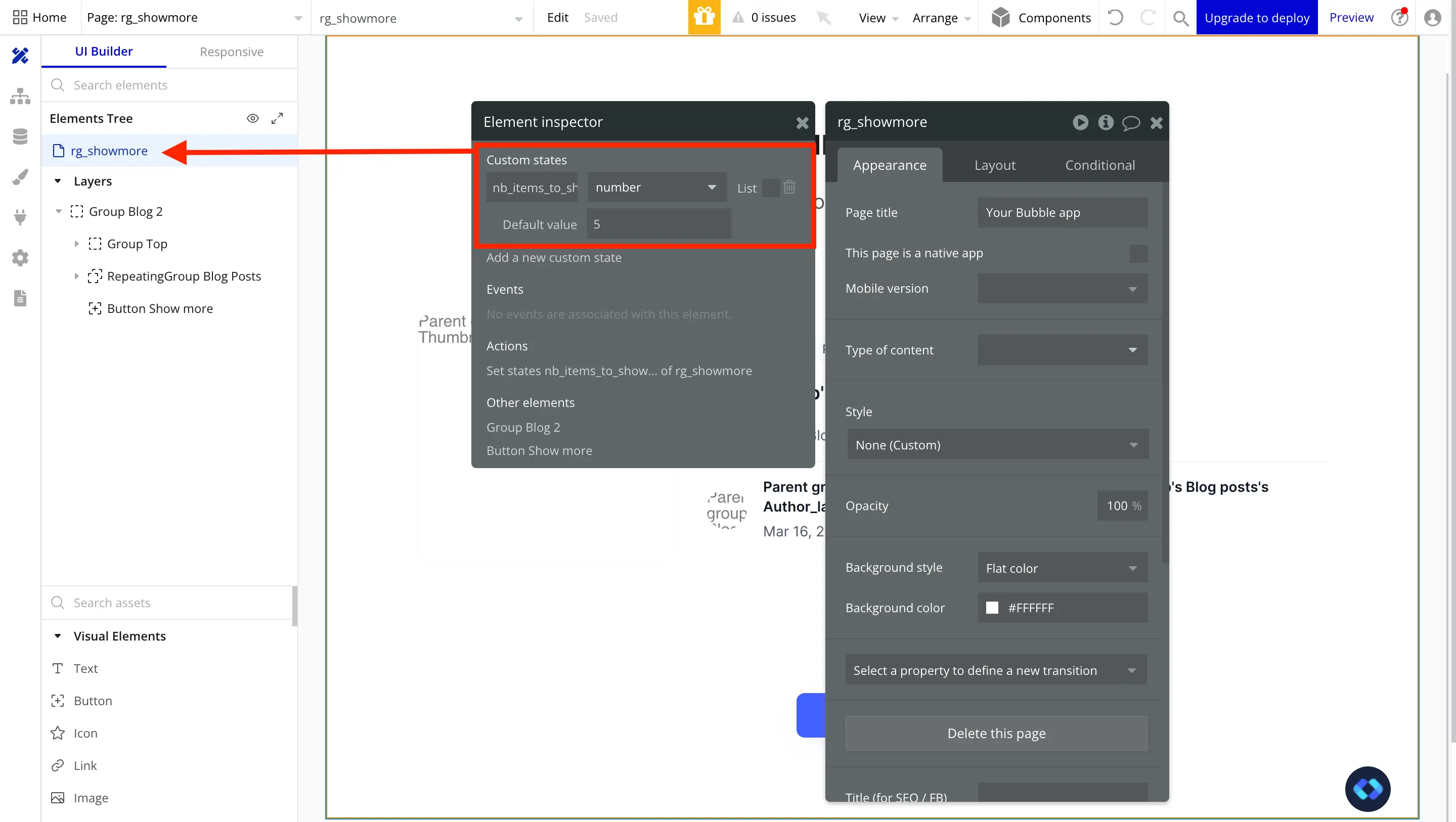 bubble.io load more custom state