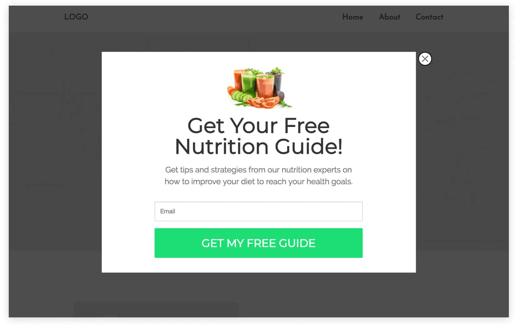 an example of an email collection popup