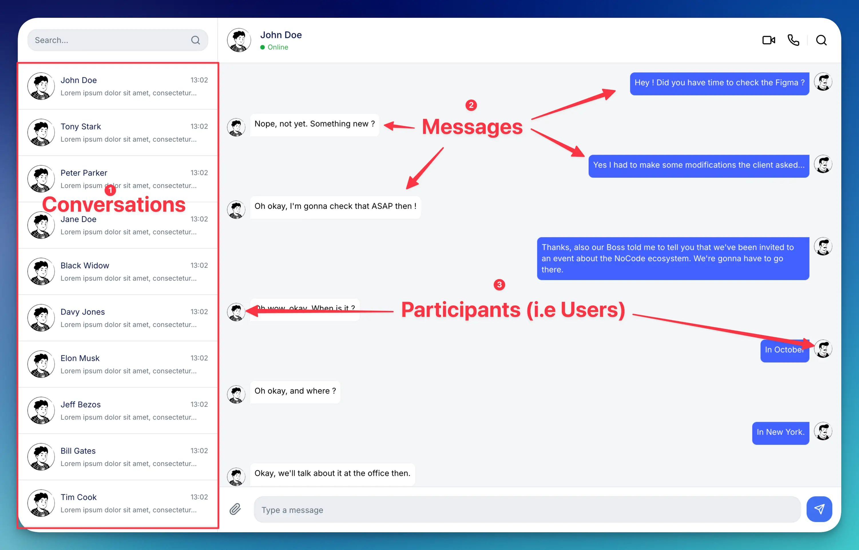 bubble.io chat component