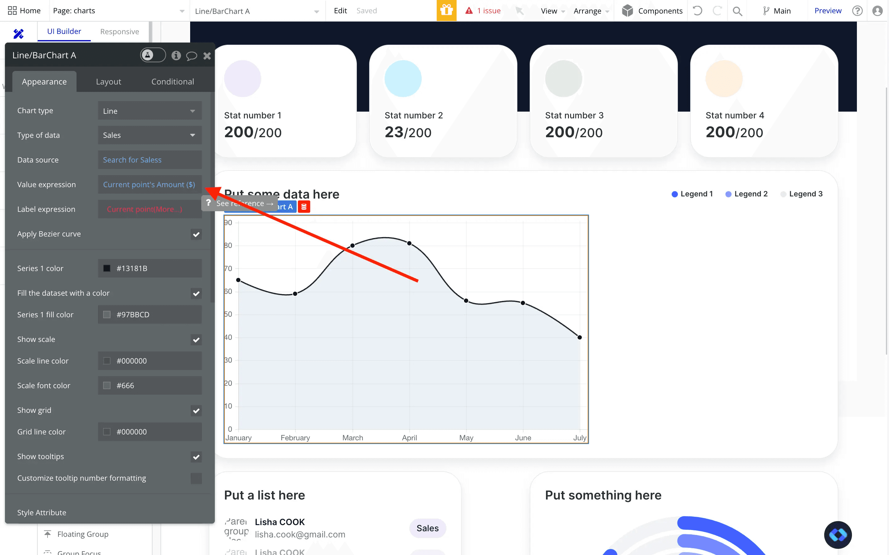 bubble.io chart data source