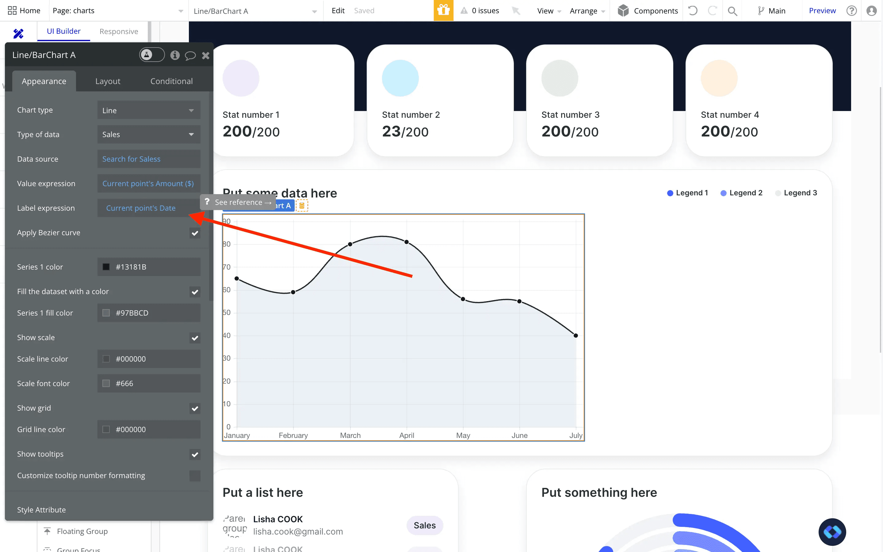 bubble.io chart label expression